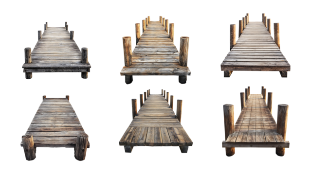 wooden pier isolated on transparent background.