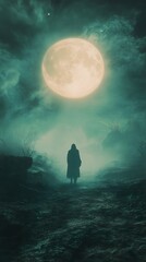 Obraz premium Mysterious Figure under the Moonlight