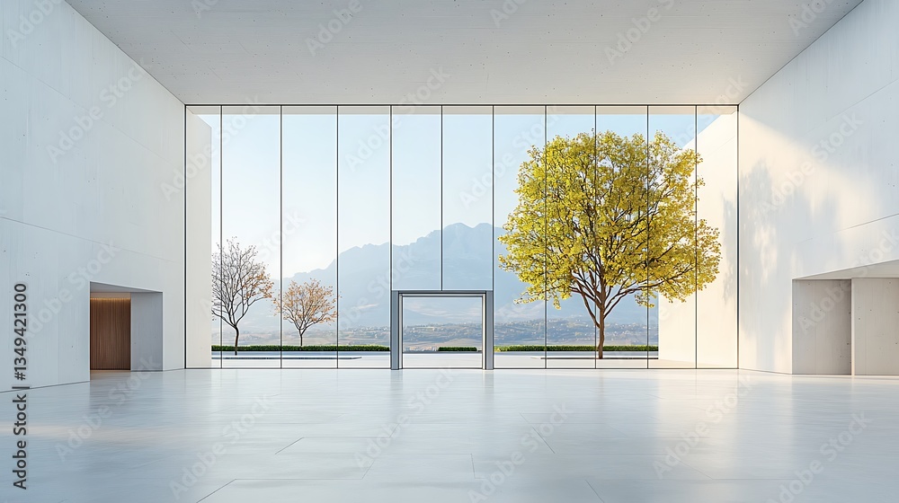Poster Modern open-plan space with panoramic views