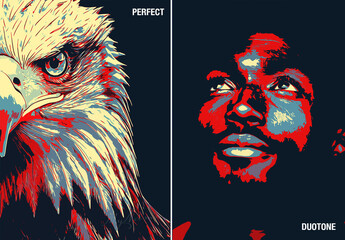 duotone or pop art poster effect with generative ai example images included