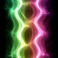 Fototapeta premium Wavy Colorful Glowing Lines Against A Black Background