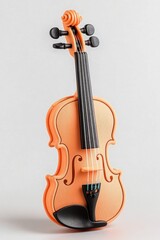 Fototapeta premium Miniature light orange violin, detailed craftsmanship