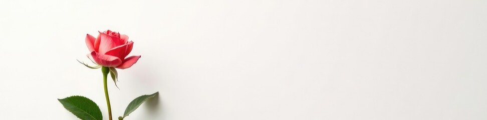 Obraz premium High detail of single rose on white background, bloom, flower
