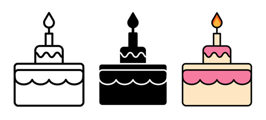 Birthday cake icons pack. vector illustrations designs