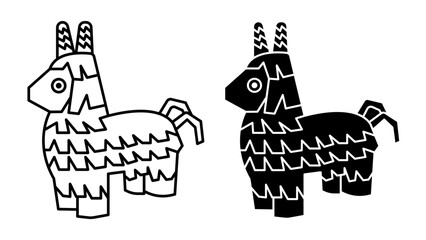 Donkey pinata icons pack. vector illustrations designs