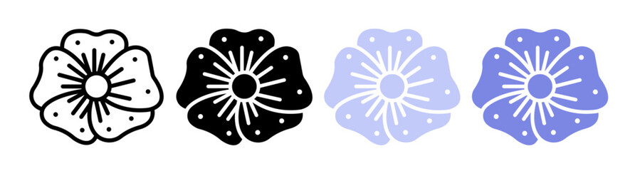 Flax flower icons pack. vector illustrations designs