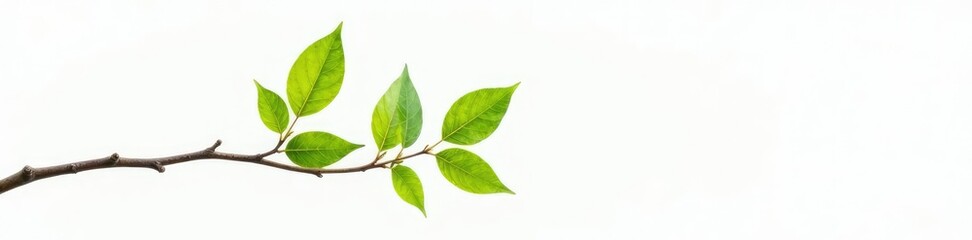 Naklejka premium Single isolated leaf branch on white background, tree, stem, nature