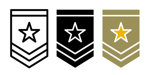 Military rank badge icons pack. vector illustrations designs