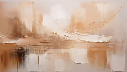 Warm Earthy Toned Abstract Painting with Beige Palette and Bold Strokes for Modern Decor