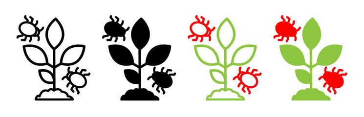 Pest plant icons pack. vector illustrations designs
