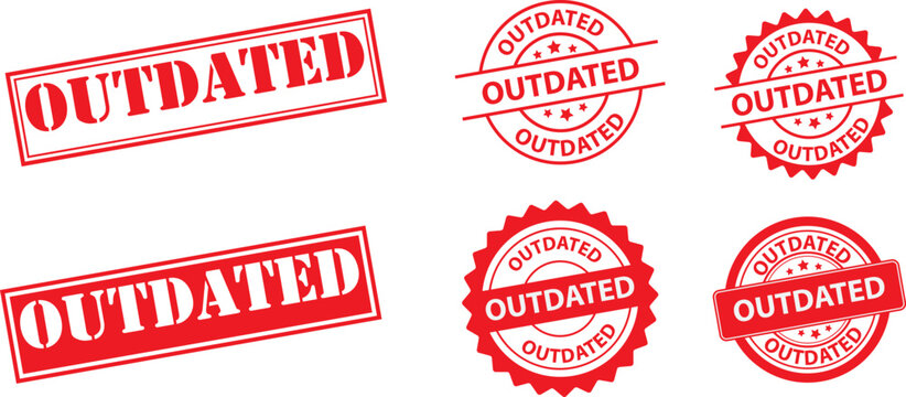 outdated red  rubber stamp  label isolated on transparent background