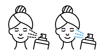 Spray on face icons pack. vector illustrations designs
