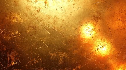 Fototapeta premium Aged golden surface with grunge details, scratches, and darkened vignette effect.