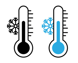 Thermometer cold icons pack. vector illustrations designs