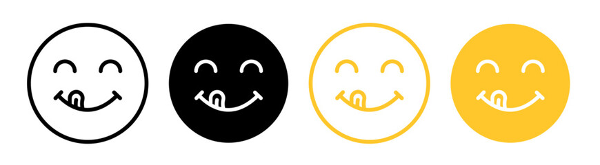Yummy smile emoji icons pack. vector illustrations designs