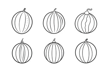 Santa Claus Melon – Cucumis melo line art vector illustration