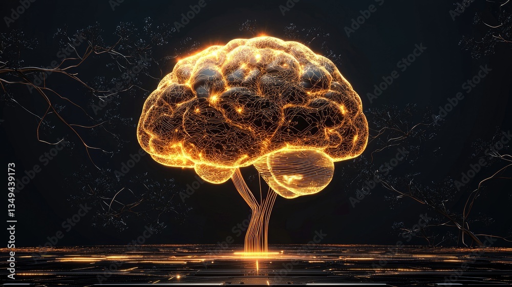 Poster artificial intelligence and cloud networking concept with futuristic tech visualization.