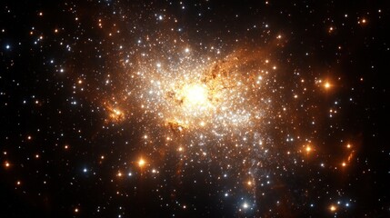 Fototapeta premium A vibrant star cluster, glowing with orange and white light, set against a dark space backdrop