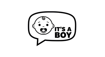 Isolated 'It's a Boy' Baby Announcement Bubble with Baby Face