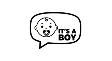 Isolated 'It's a Boy' Baby Announcement Bubble with Baby Face