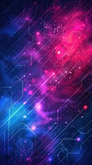 Futuristic circuit board design with nebula background