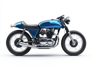 Blue Vintage Style Motorcycle Studio Shot
