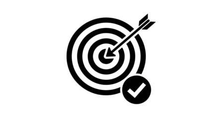 Isolated Arrow Hitting Target with Checkmark