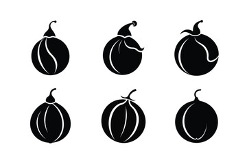 Santa Claus Melon – Cucumis melo silhouette vector illustration