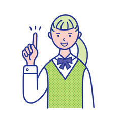指差しポーズの女子学生の上半身イラスト素材