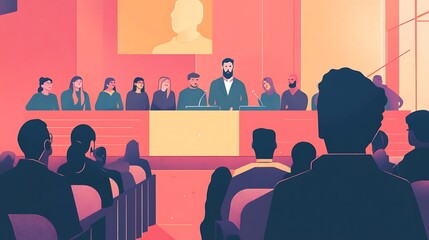 Diverse group conference presentation.