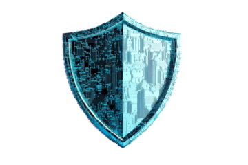 Blue Digital Shield, Isolated Security Symbol, cut out transparent