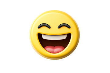Fototapeta premium Hilarious Emoji with Wide Smile and Closed Eyes, cut out transparent