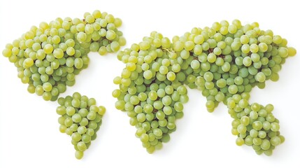 The World Map Is Beautifully Formed From Green Grapes Illustration