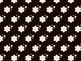 黒と白のおしゃれな花柄のシームレスパターン背景