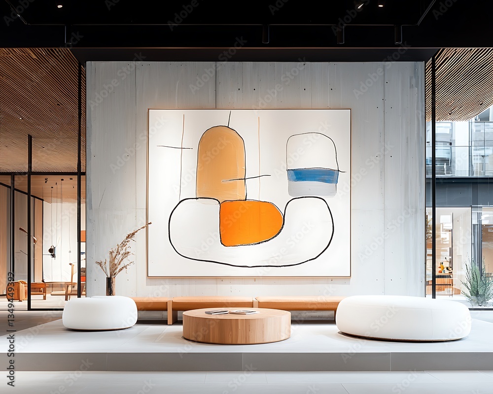 Poster modern minimalist lobby with abstract art