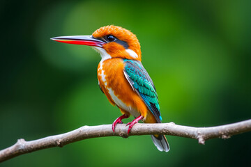 Stunning Kingfisher Perched on a Tree Branch, Showcasing Its Brilliant Plumage, Sharp Beak, and Graceful Presence in a Serene Natural Setting