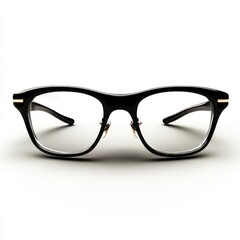 Black eyeglasses front view, studio shot, white background