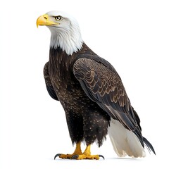 Obraz premium Majestic Bald Eagle Isolated on White Background Wildlife