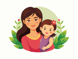 Vector illustration of a Mother and Child Exchanging for Mothers Day 