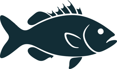 Naklejka premium Minimalist fish silhouette vector illustration on white background, perfect for logo and design elements