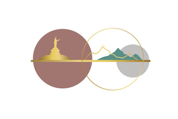 Landscape Icon Design of Mountain and Jesus Statue in Toraja Regency