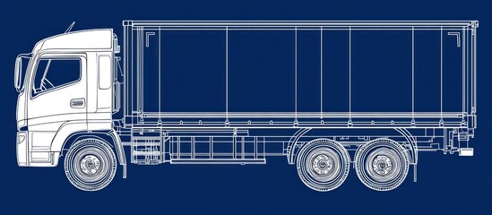 A detailed outline depiction of a large commercial cargo vehicle