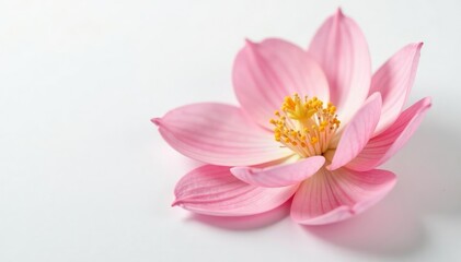 Fototapeta premium Delicate flower petals unfolding on white background, delicate, nature, spring