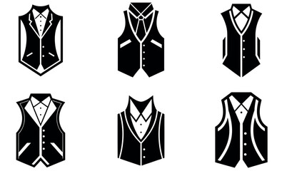 Stylish Black and White Formal Vest Icons for Design