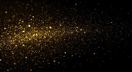 Golden Glitter Particles Flowing on Dark Background Creating a Magical Effect