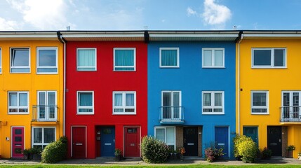 Naklejka premium Colorful row of houses under a bright sky