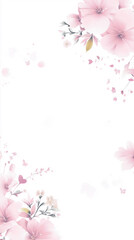 Romance for wedding or birthday party invitation card template,pink floral elements,copy space.