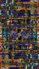 Abstract painting on craft wood paper with brushstrokes of different colors. Illustration for background