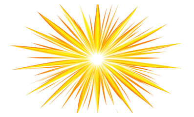 A bright yellow firework with a white background
