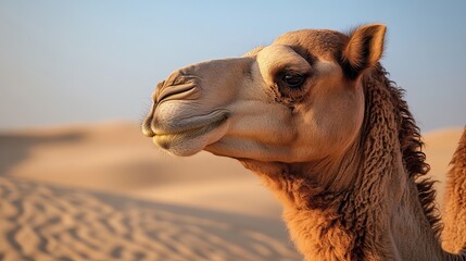 Close-up of a Camel in the Desert, Highlighting the Majestic Features and Resilience of This Iconic Desert Animal